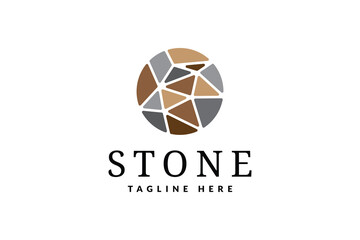 circular stone logo design. line art vector illustration logo