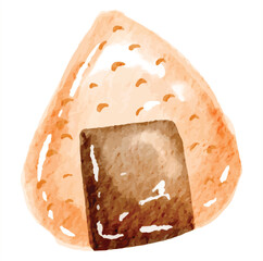 simple onigiri watercolor illustration hand drawn