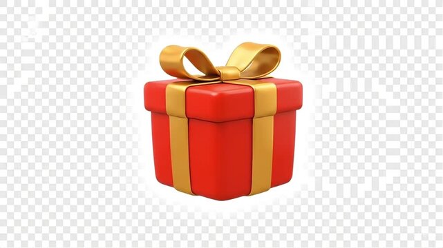 A vibrant, three-dimensional rendering of a red gift box, adorned with a golden ribbon and bow, ready for celebration.