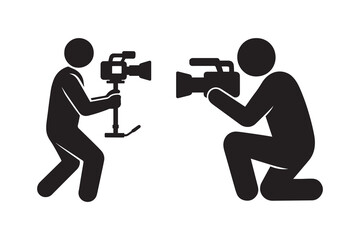 Professional camcorder silhouette vector icon for filming and media production