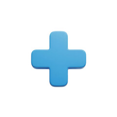 Fototapeta premium Bright blue plus sign symbol icon with 3d effect on a solid black background for digital media