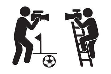 Professional camcorder silhouette vector icon for filming and media production