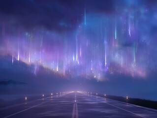 Fantasy Road Under Falling Starlight