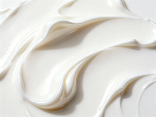 Close up shot of thick white cream with swirls and ripples filling the entire frame of the image