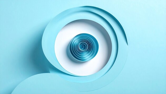 Light blue paper swirls, concentric circles