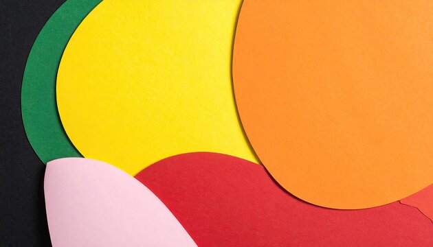 Colorful overlapping circles and shapes on a black background