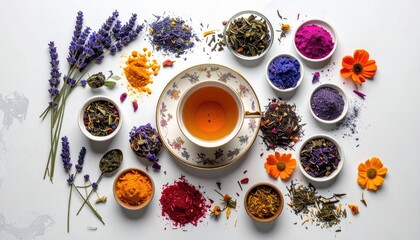 Colorful herbal tea selection
