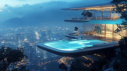 Obraz premium Ultra-Luxury Cliffside Villa with Infinity Pool