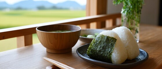 rice ball onigiri on a plate