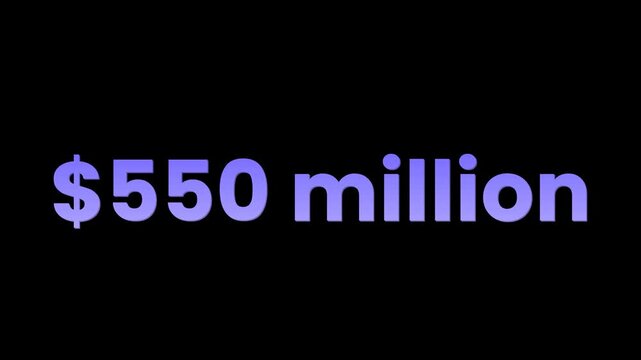 Number counter 550 million dollar animation alpha channel