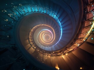 Magical Spiral Staircase with Enchanted Lights