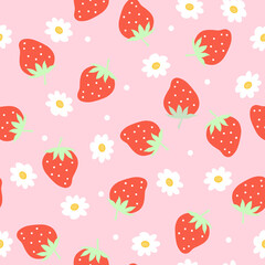 Playful Strawberry & Daisy Pattern