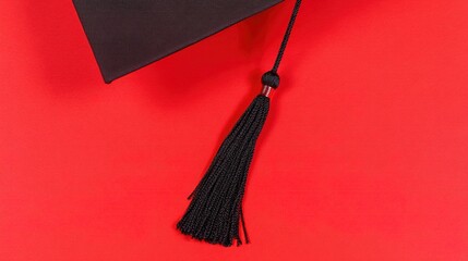 A graduation cap with a tassel, isolated on a solid red background. event programs