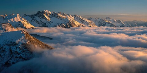 Obraz premium A breathtaking wide shot of snowy alpine mountains