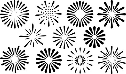 Collection of Black and White Starburst and Sunburst Graphics