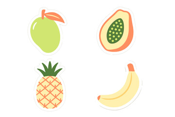 Vibrant tropical fruit collection featuring fresh mango, ripe papaya, sweet pineapple, and yellow banana