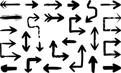 Collection of Black Arrows in Various Styles and Directions