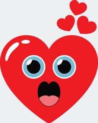 Fototapeta premium Surprised red heart with three hearts above