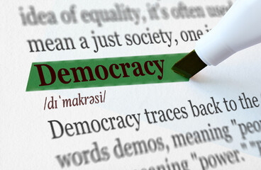 the definition of the word DEMOCRACY highlighted in green