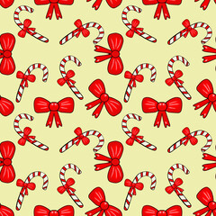 Seamless pattern with red bow
