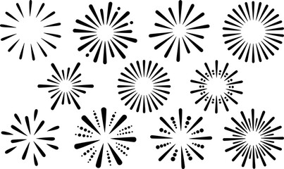 Collection of Black Starburst and Sunburst Graphic Elements