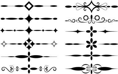Obraz premium Collection of Decorative Black and White Ornate Line Dividers and Borders