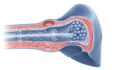 Obraz premium Detailed Cross Section of Human Tooth Showing Dental Structures and Root Canal