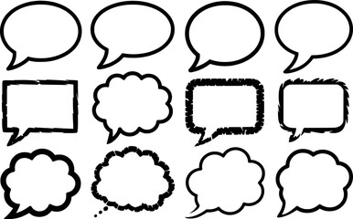 Collection of Diverse Speech Bubbles and Thought Bubbles for Communication