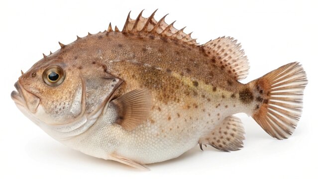 Lumpfish with rounded bumpy body and unique textured skin displayed on a clean white studio background with sharp focus and professional studio lighting