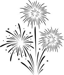 Obraz premium fireworks, black and white, vector graphic