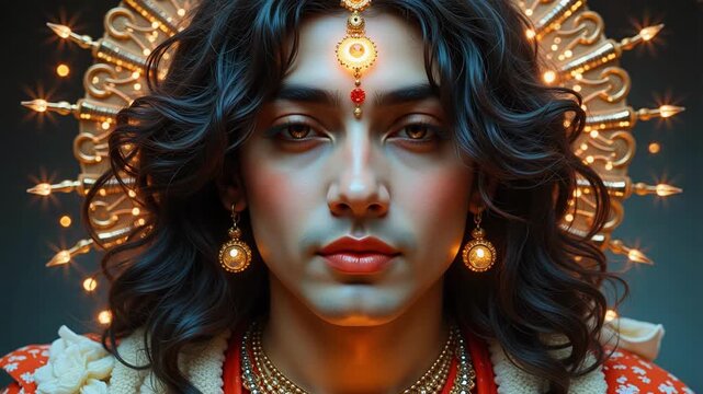 Experience the Divine Aura of Lord Chaitanya, a Sparkling Diamond of Spirituality and Unreal Beauty in Stunning 4K Video Footage