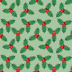 seamless pattern with holly