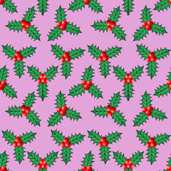 seamless pattern with holly