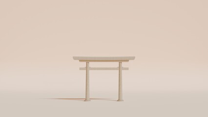 3d render Torii  Japan. Cozy minimal background. Pastel wallpaper color