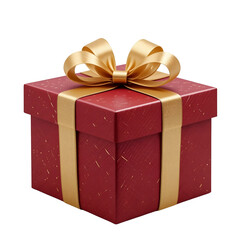 Red Gift Box with Gold Flecks and a Ribbon for Christmas