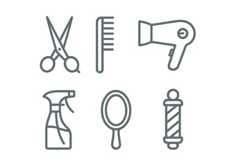 Hairdressing and barber shop tools, equipment, and salon accessories for professional use, clean and modern design