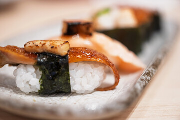 Unagi sushi, grilled Japanese eel sushi
