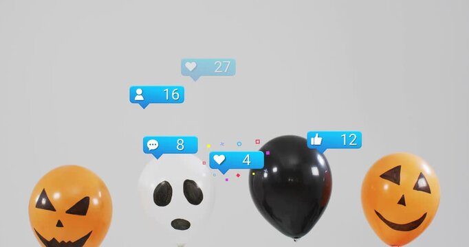 Frame 2 adding like bubble on black balloon, updating stats on pumpkin, ghost showing engagement