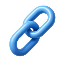 Obraz premium 3D Render Simple blue linked chain icon representing connection, linkage, or networking for digital and business applications.