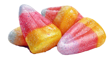 Pastel watercolor candy corn with glitter effect isolated on transparent background 