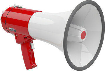 Red And White Portable Megaphone With A Gray Rim Isolated Transparent Background Bullhorn Speaker Announcement Transparent Background