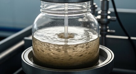 Clear glass jar with liquid being mixed