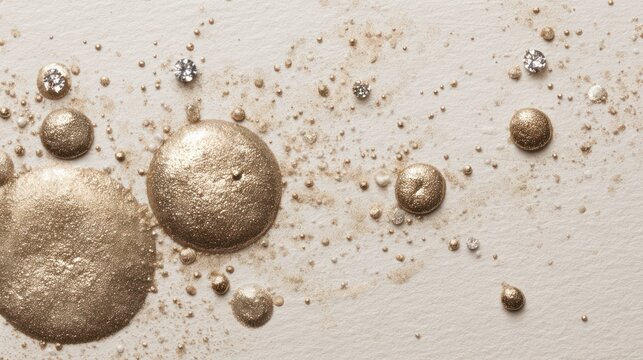 Abstract gold bubbles on beige background