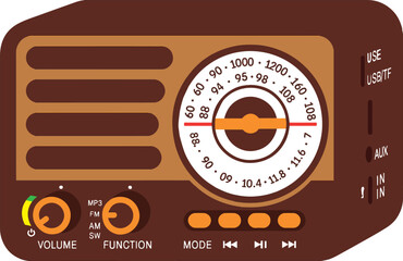 Vintage Retro Radio Vector Illustration