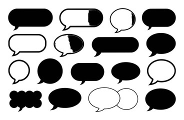 Collection of Black and White Speech Bubbles and Thought Bubbles