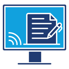 Television Script Flat Blue Icon