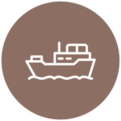 Cargo Ship Line Icon Style