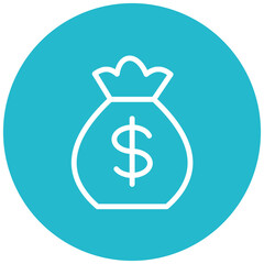Money Bag Line Icon Style