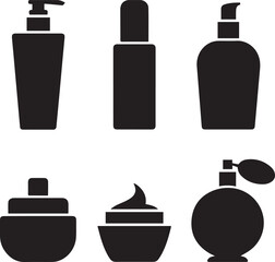 Fototapeta premium Cosmetic bottle mockup silhouettes set for beauty products and skincare packaging design