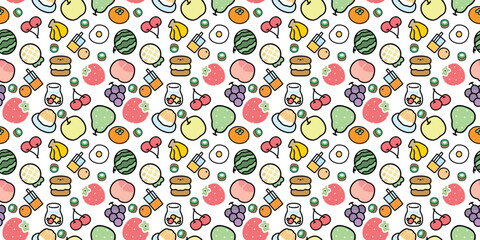 seamless pattern with food and fruit